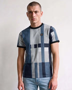 Luke 1977 Brom check T shirt Blue Hue check