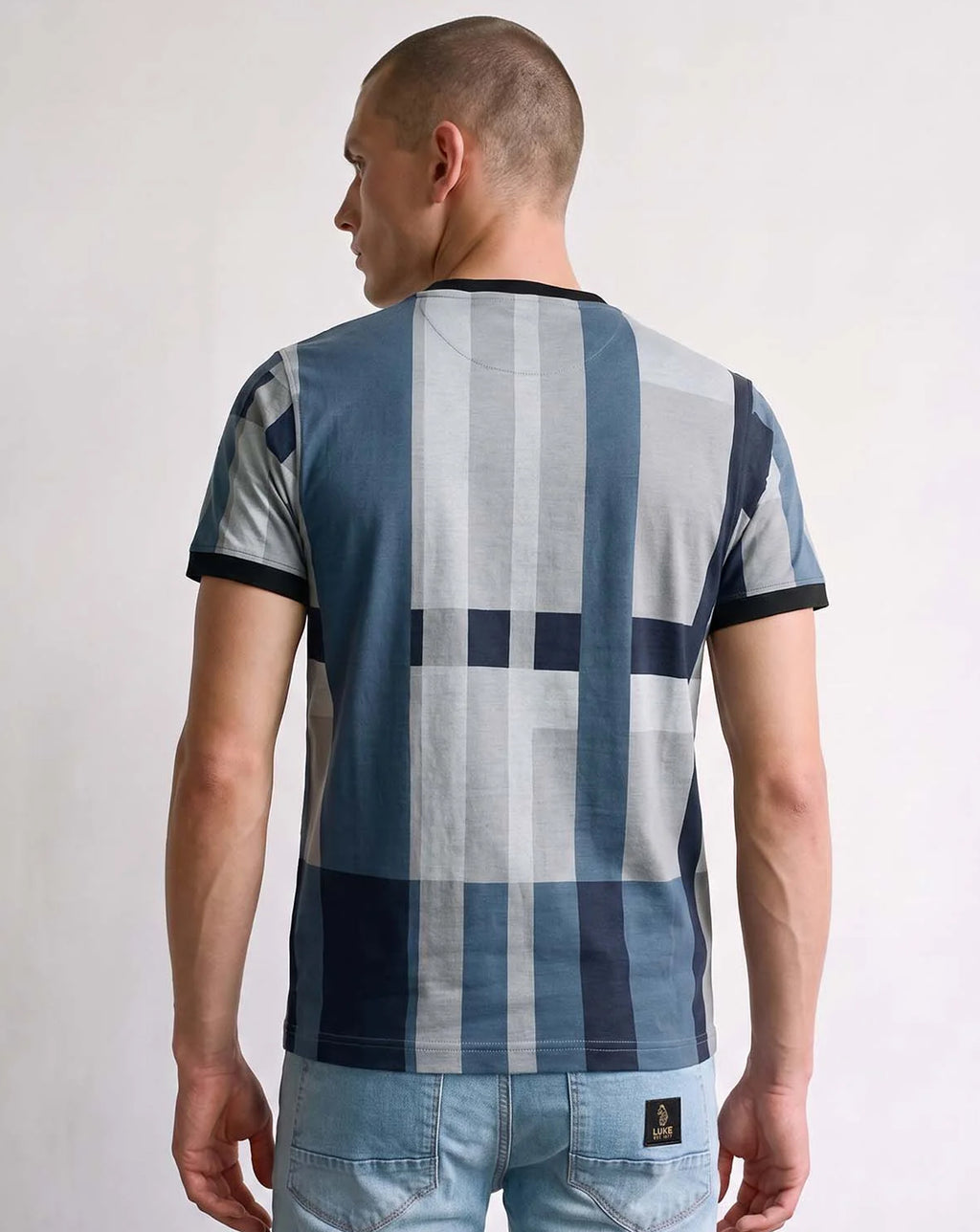 Luke 1977 Brom check T shirt Blue Hue check