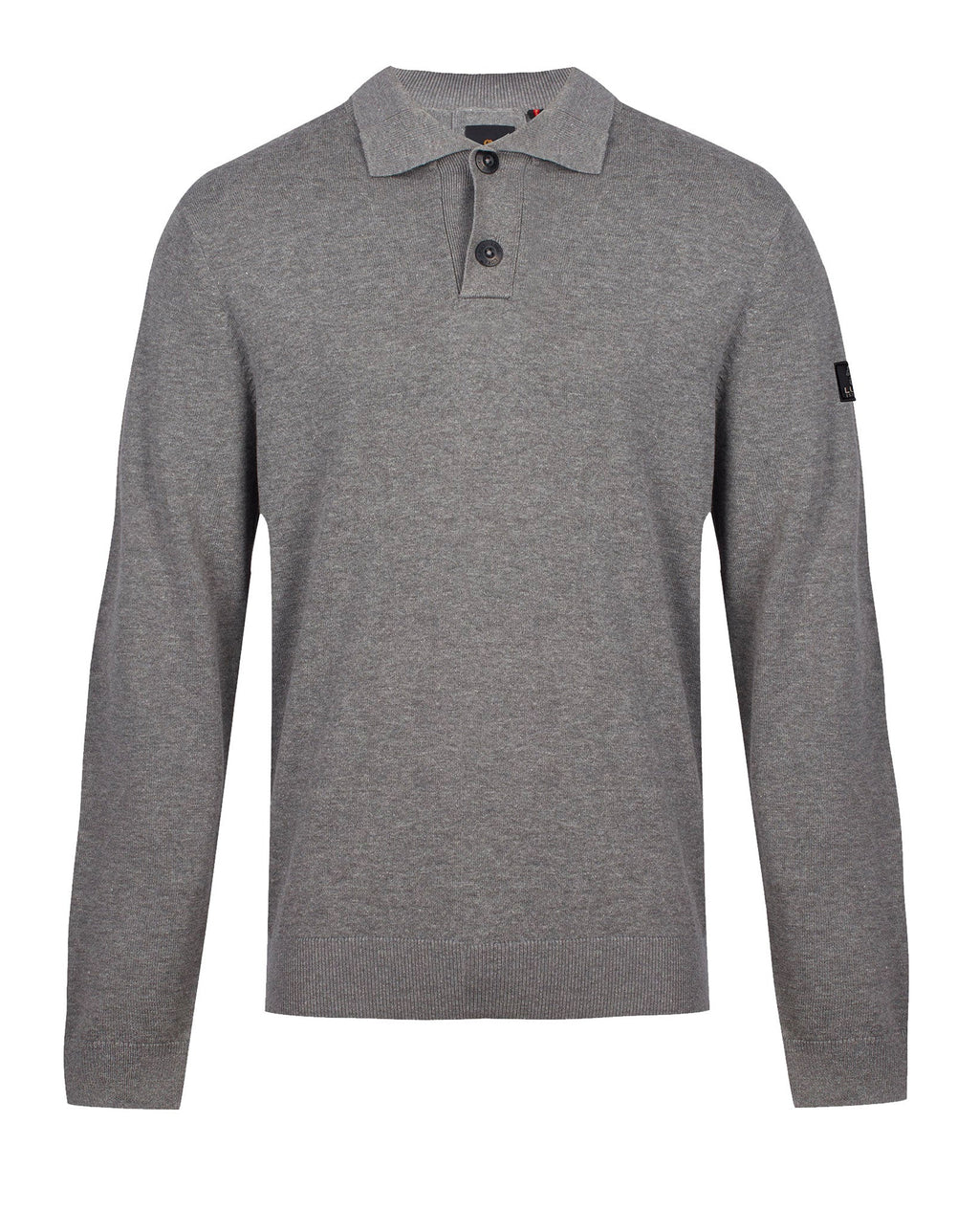 Luke 1977 Fairbanks Knitted Polo Mid Grey Marl