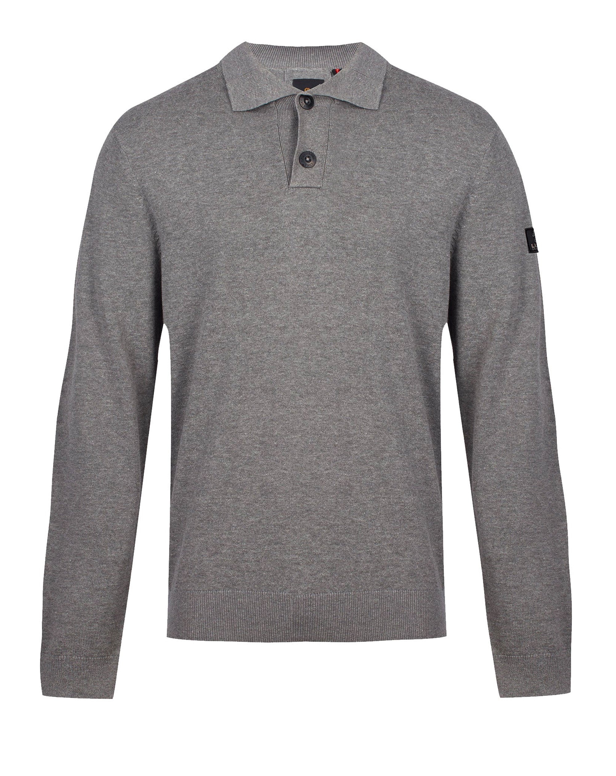 Luke 1977 Fairbanks Knitted Polo Mid Grey Marl