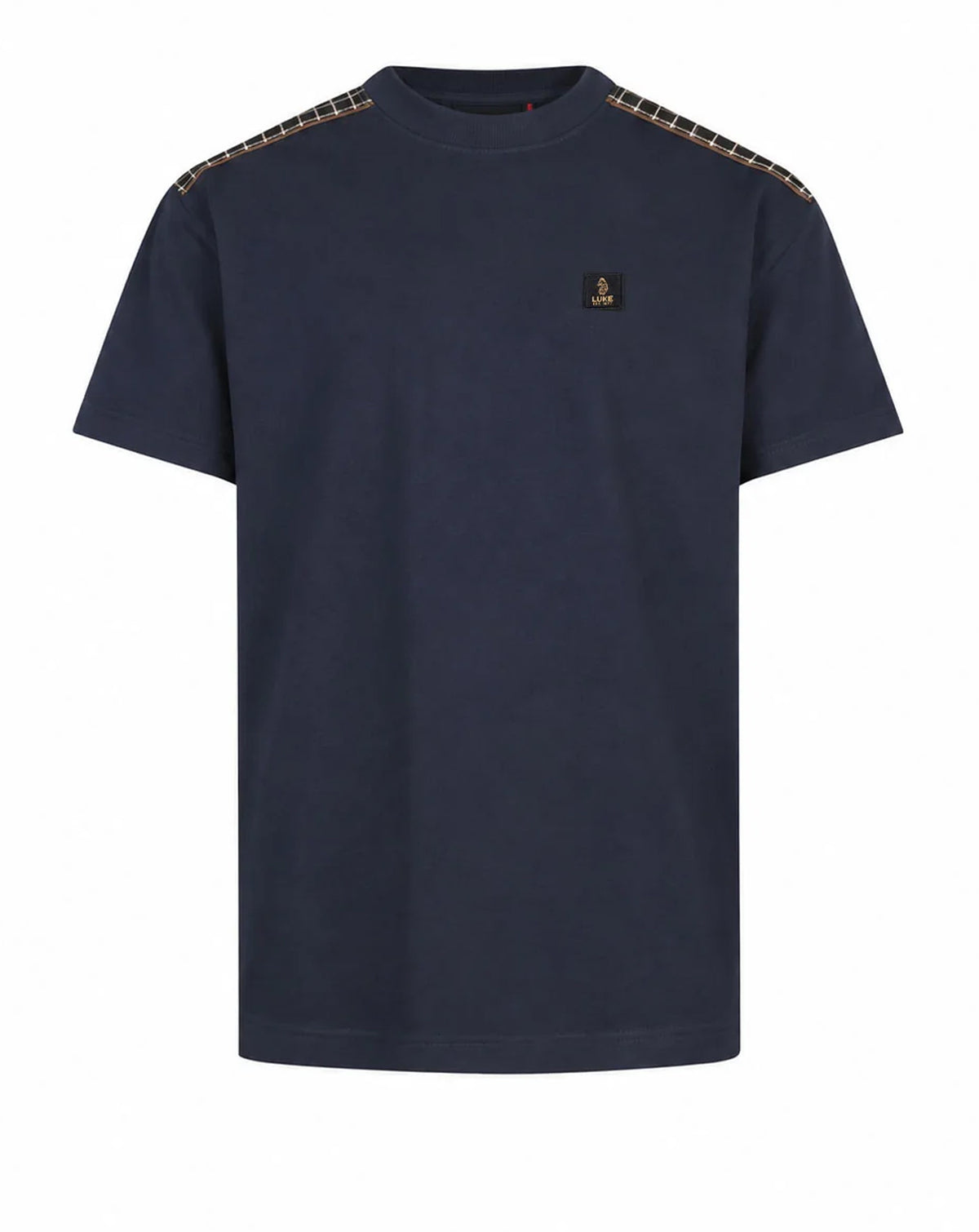 Luke 1977 Firth Regular Fit T-Shirt Shoulder Check Panels 180GSM DARK NAVY