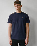 Luke 1977 Firth Regular Fit T-Shirt Shoulder Check Panels 180GSM DARK NAVY