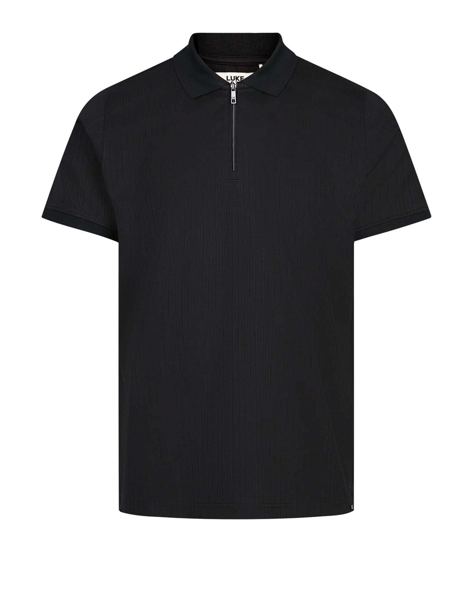 Luke 1977 Henry ribbed Short Sleeve polo shirt BLACK