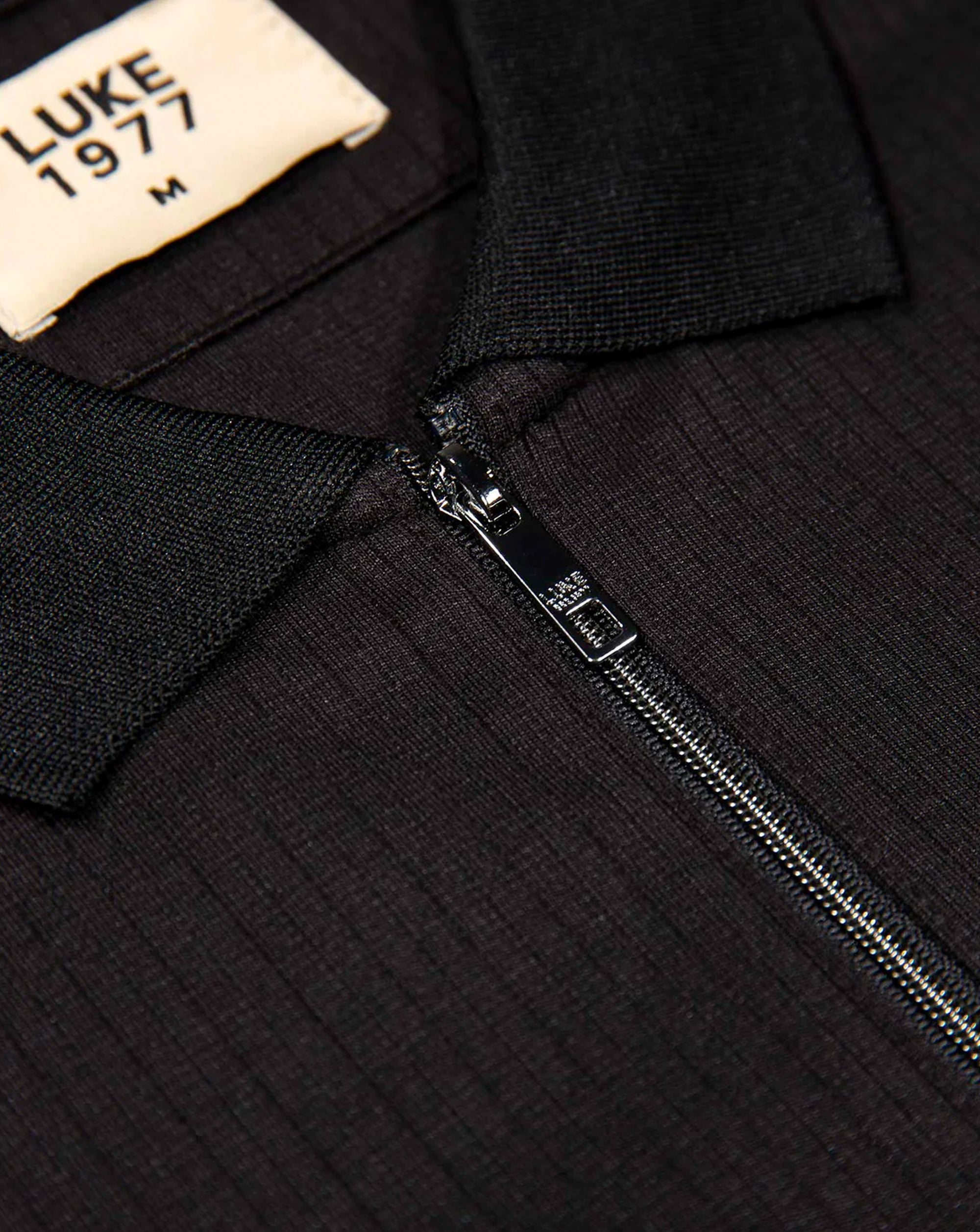 Luke 1977 Henry ribbed Short Sleeve polo shirt BLACK