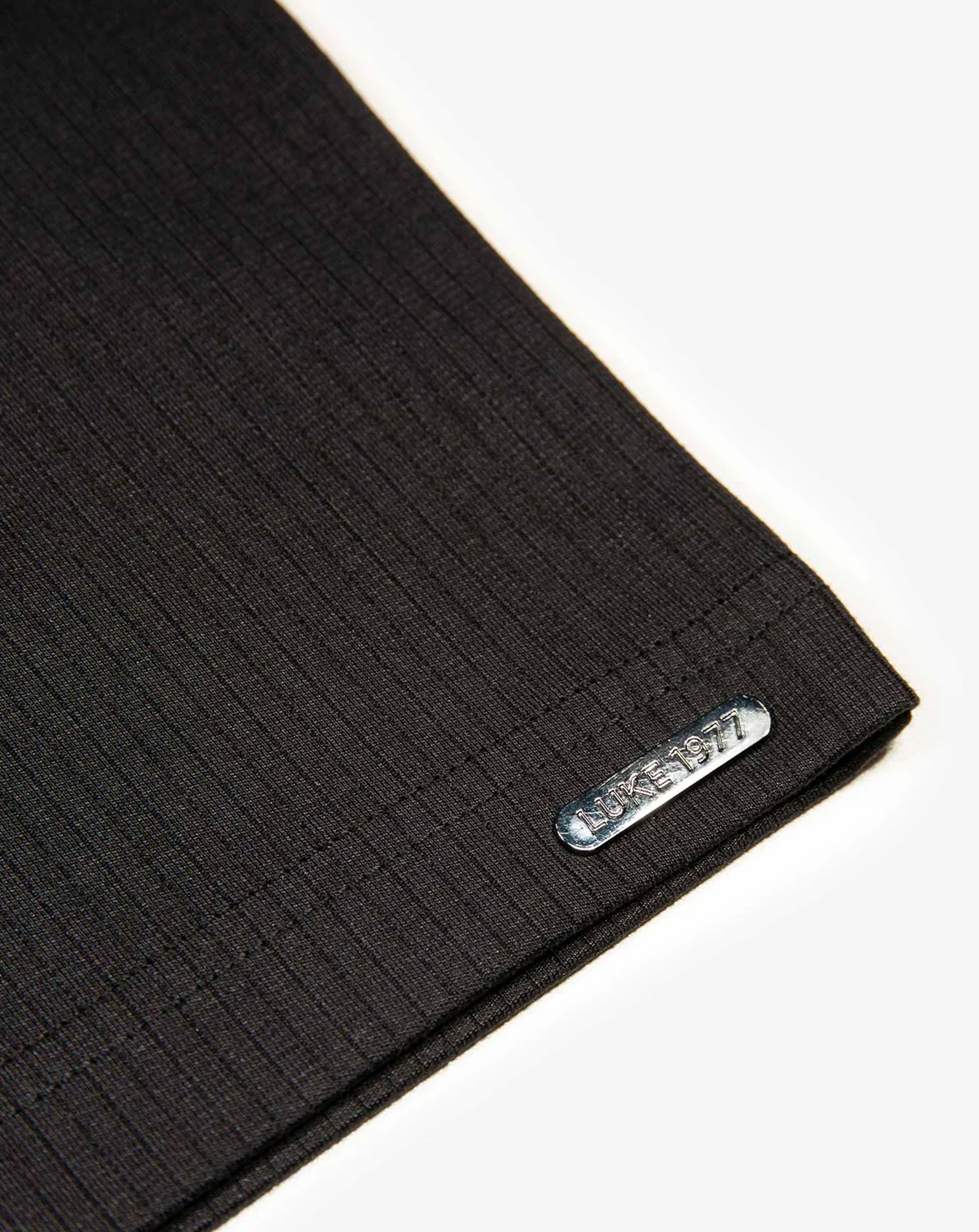 Luke 1977 Henry ribbed Short Sleeve polo shirt BLACK