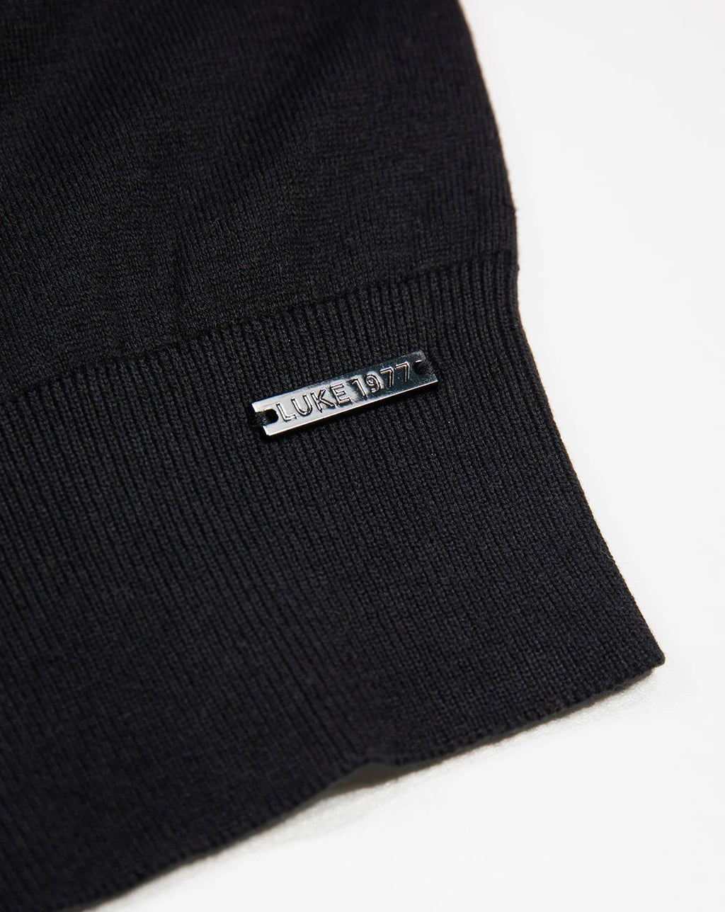 Luke 1977 Jenson 1000 Rib Neck Knitted Jumper - Black