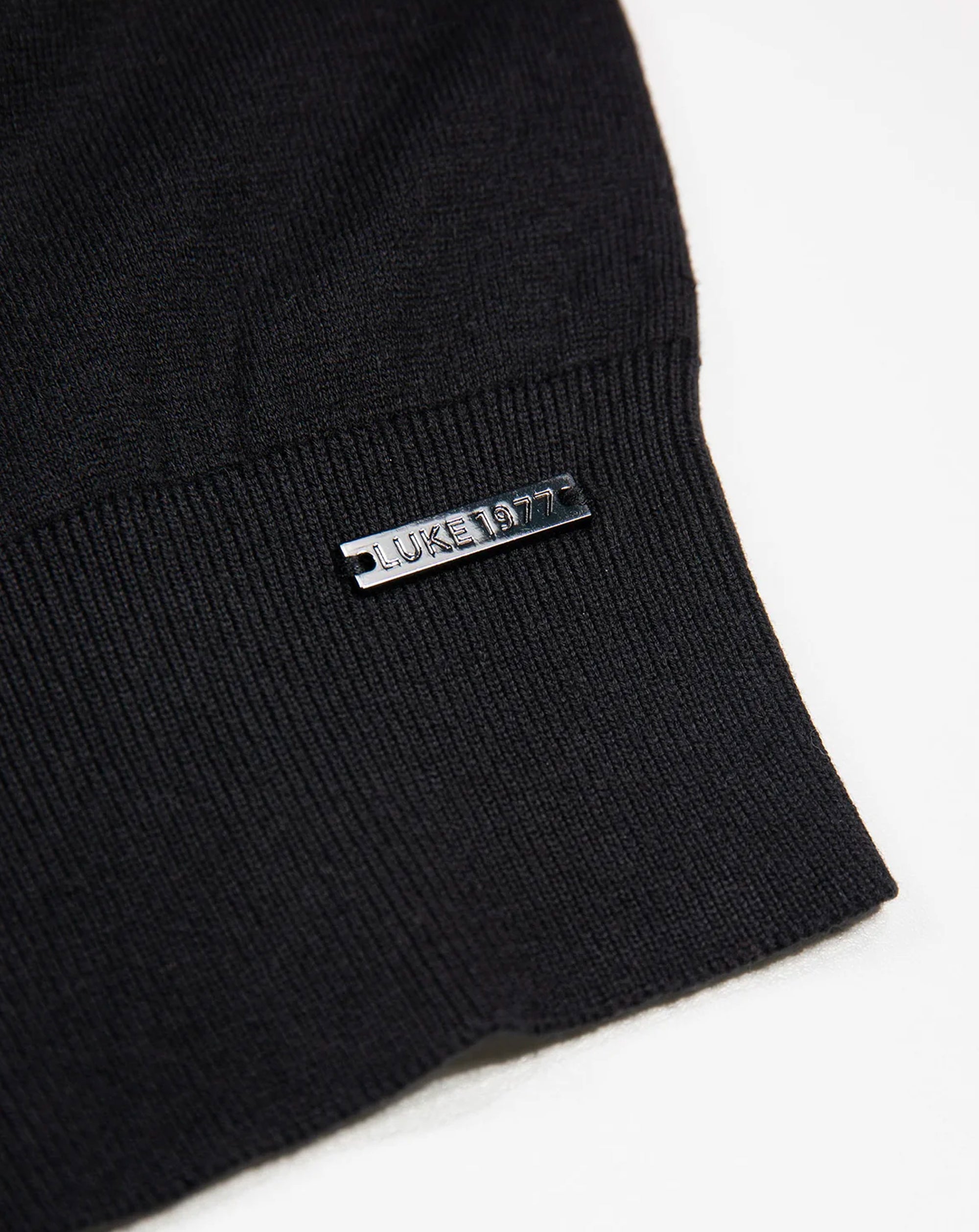 Luke 1977 Jenson 1000 Rib Neck Knitted Jumper - Black