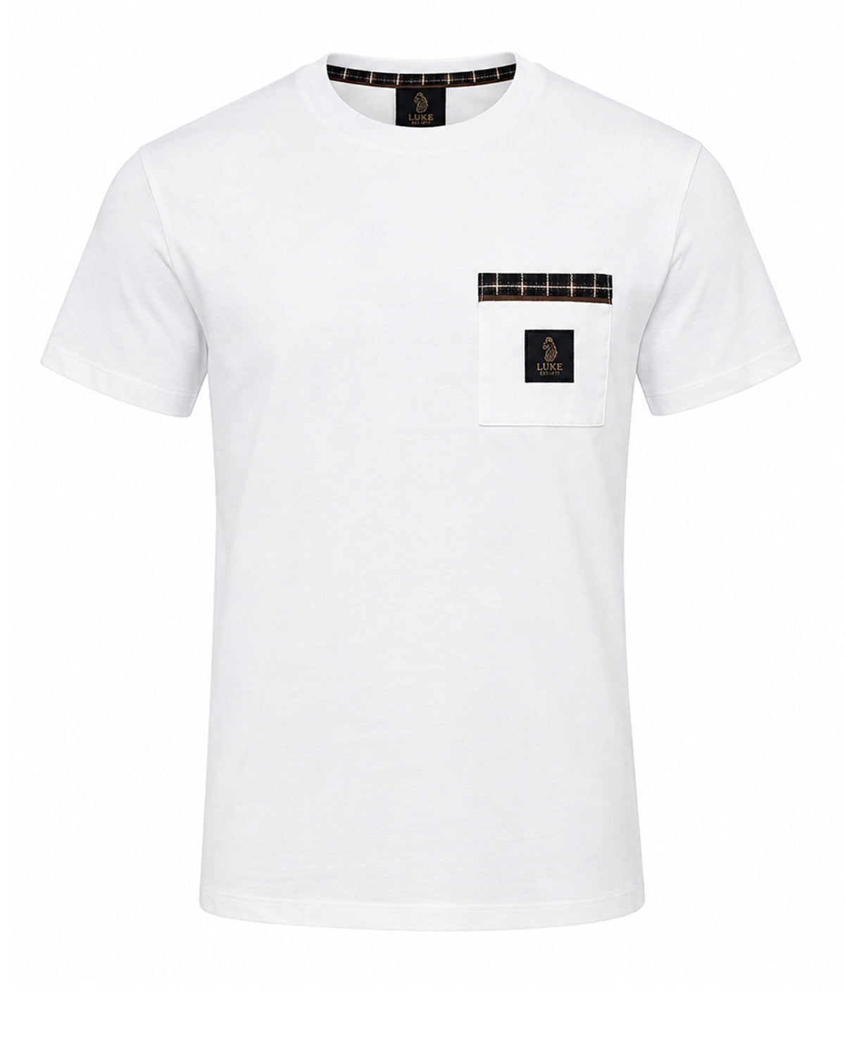 Luke 1977 Kirk Regular Fit Check Pocket T-Shirt 180GSM WHITE