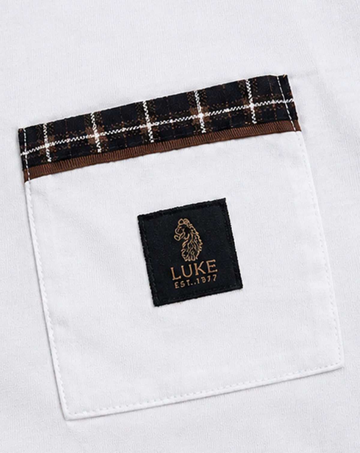 Luke 1977 Kirk Regular Fit Check Pocket T-Shirt 180GSM WHITE