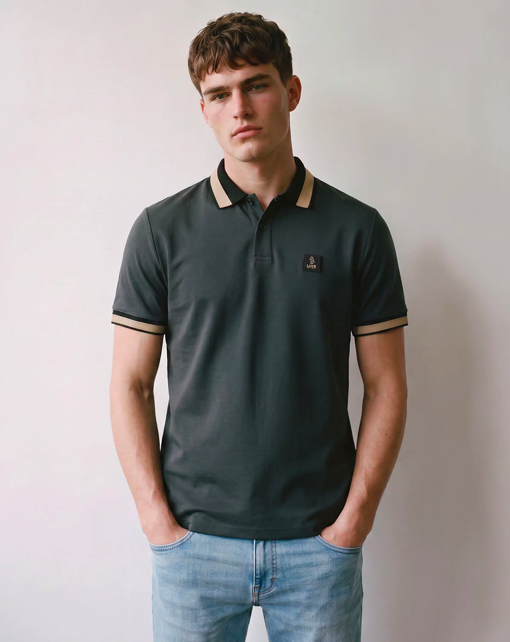 Luke 1977 Makati detailed polo shirt CHARCOAL