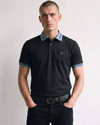 Luke 1977 Yard contrast collar polo shirt BLACK/BLUE