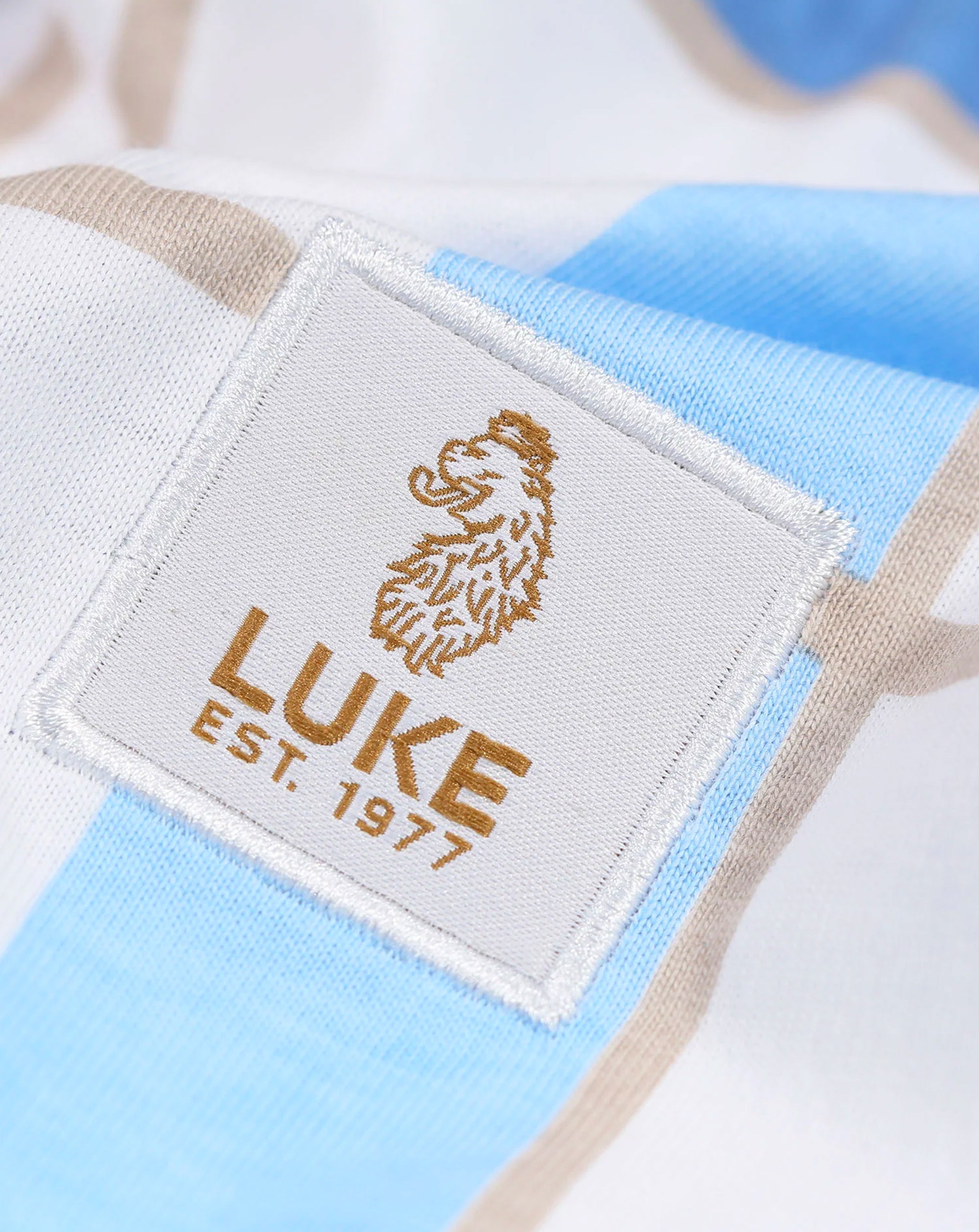 Luke Birdoswald Check T-shirt White Denim Blue