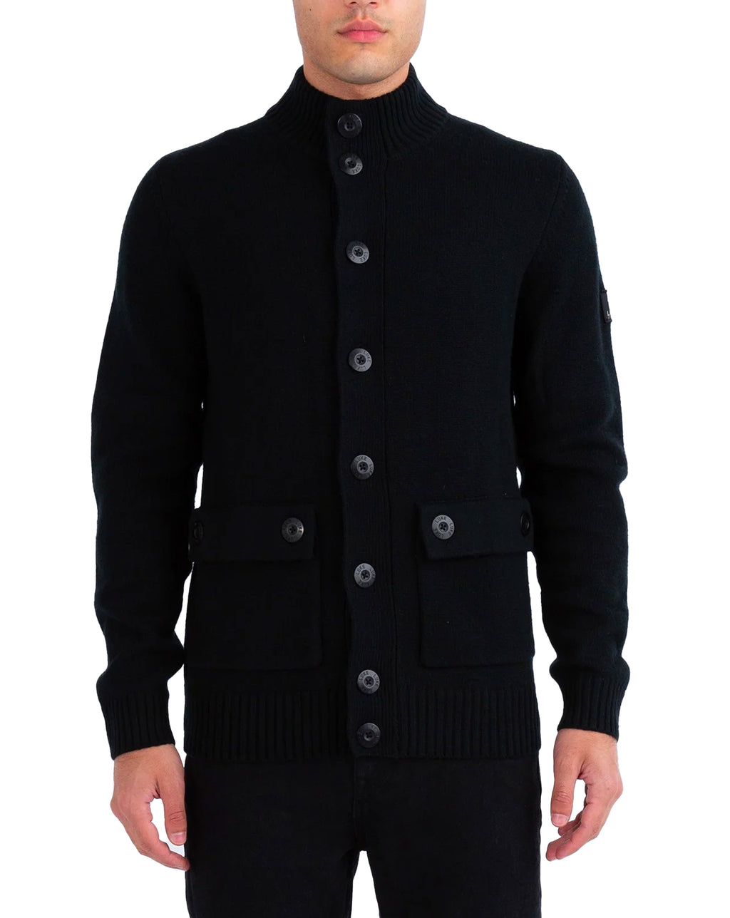 Luke Chunky Knit Button Jacket Black