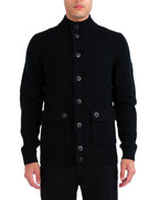 Luke Chunky Knit Button Jacket Black