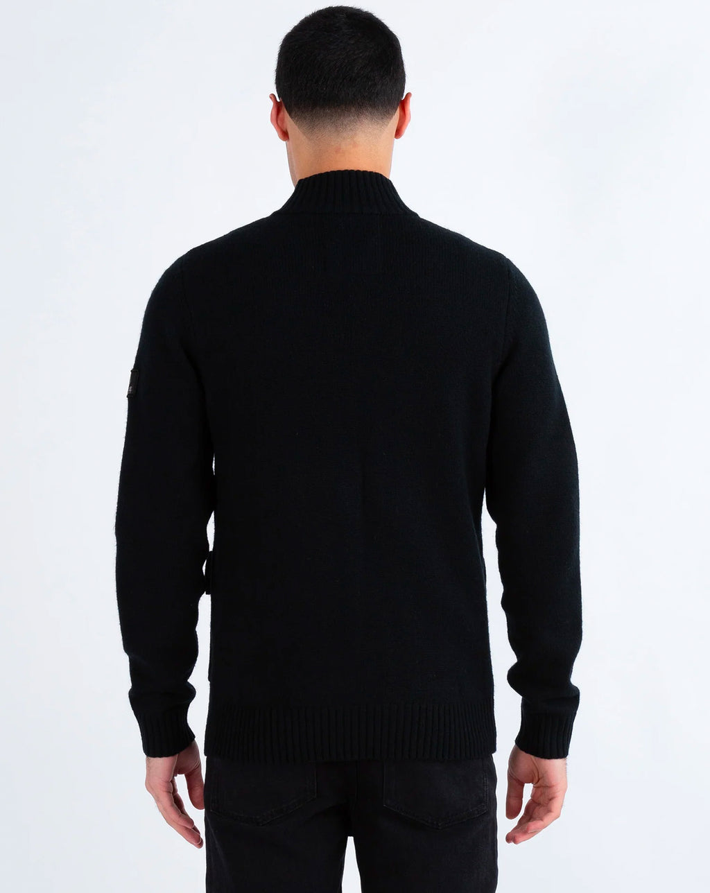 Luke Chunky Knit Button Jacket Black