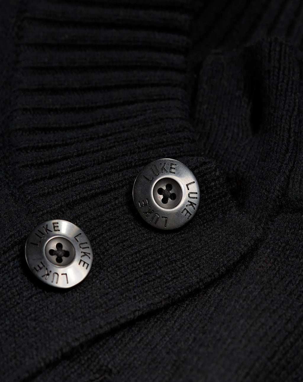 Luke Chunky Knit Button Jacket Black