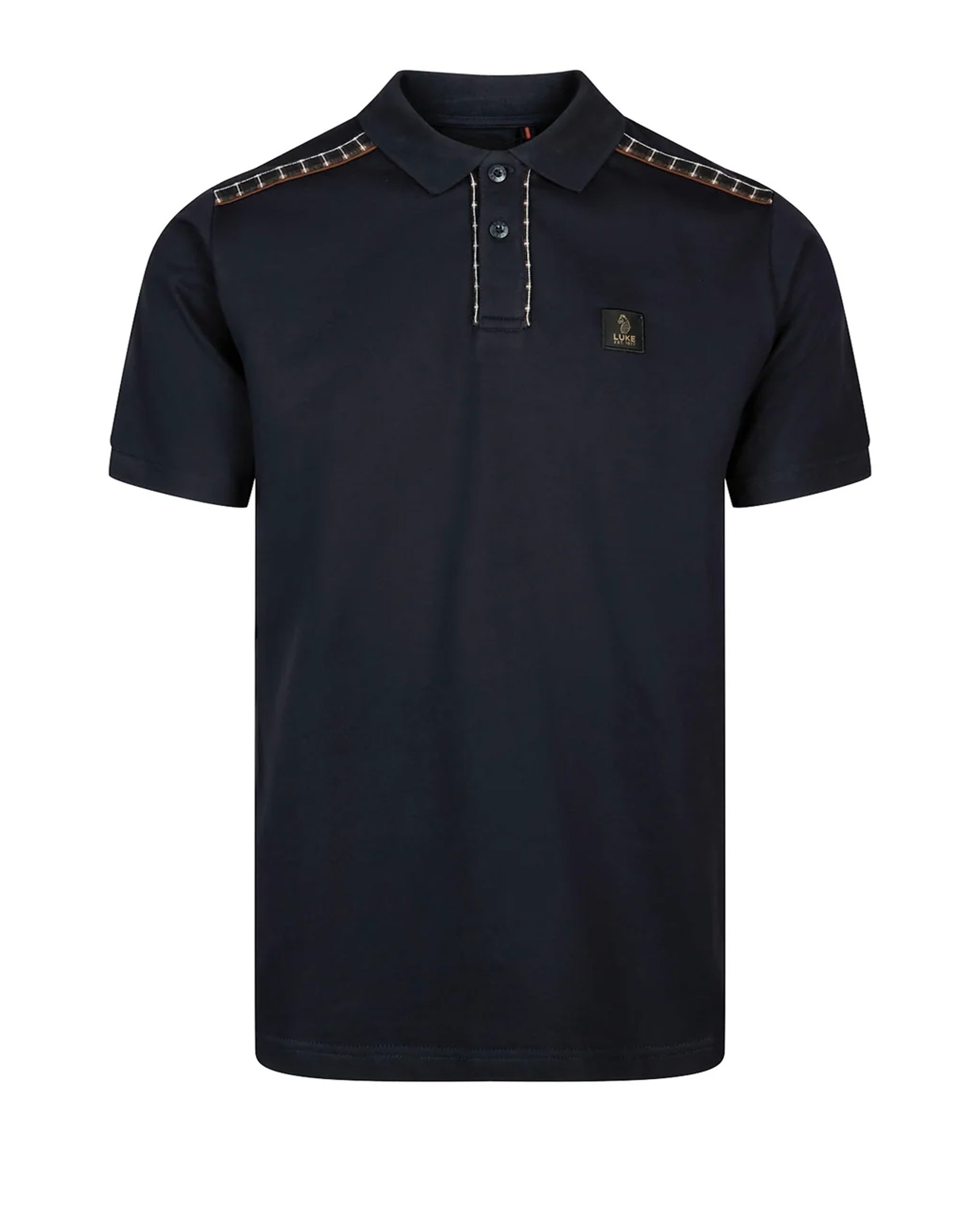 Luke Hamilton Polo Check Collar 280GSM DARK NAVY