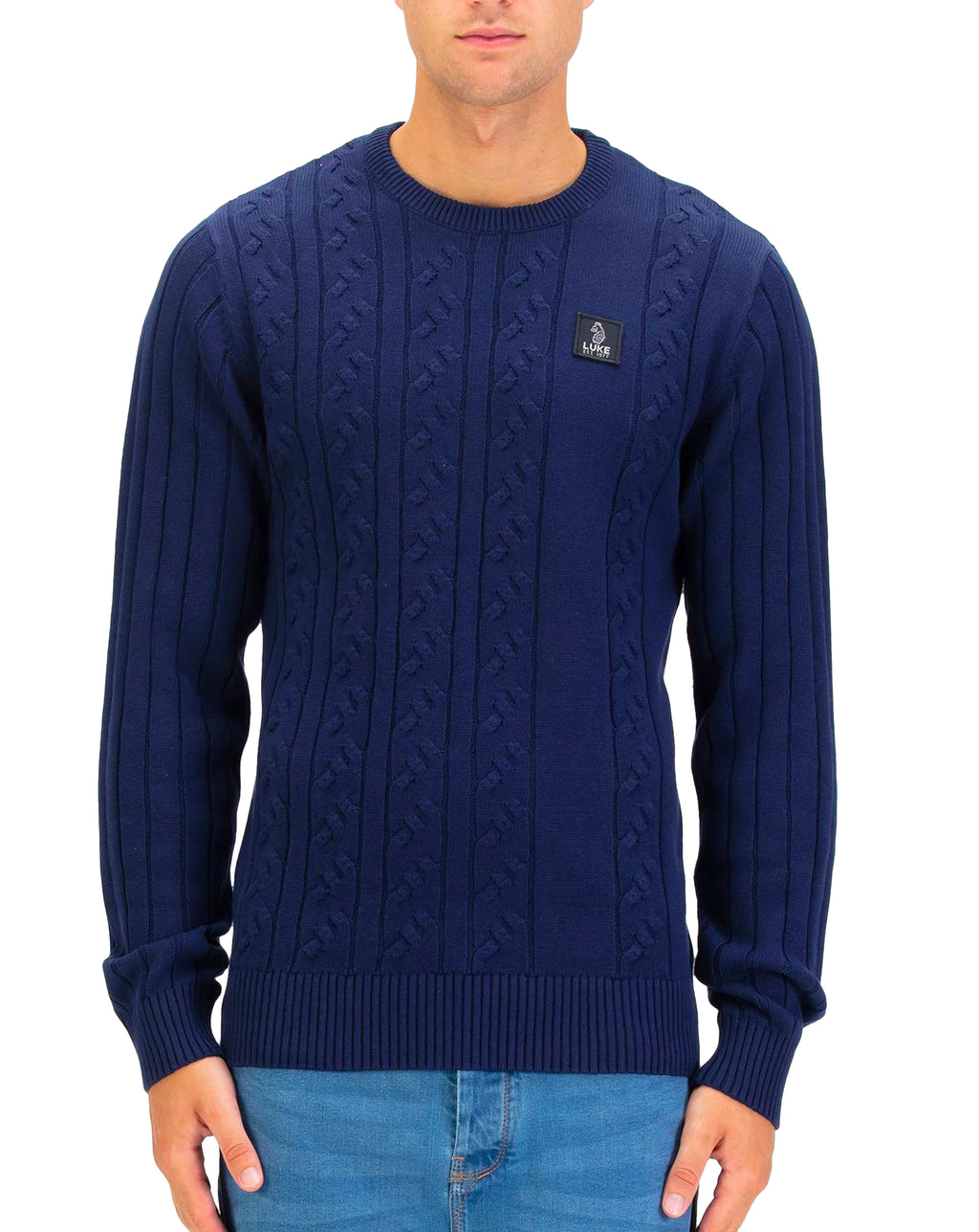 Luke 1977 Mitcham cable knit Jumper Navy