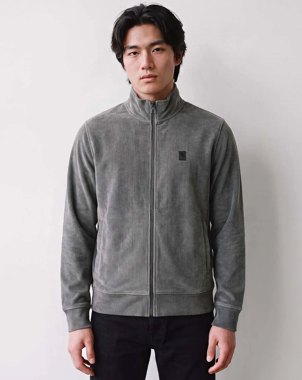 Luke 1977 Norwood Zip through Ribbed Jacket CONCRETE