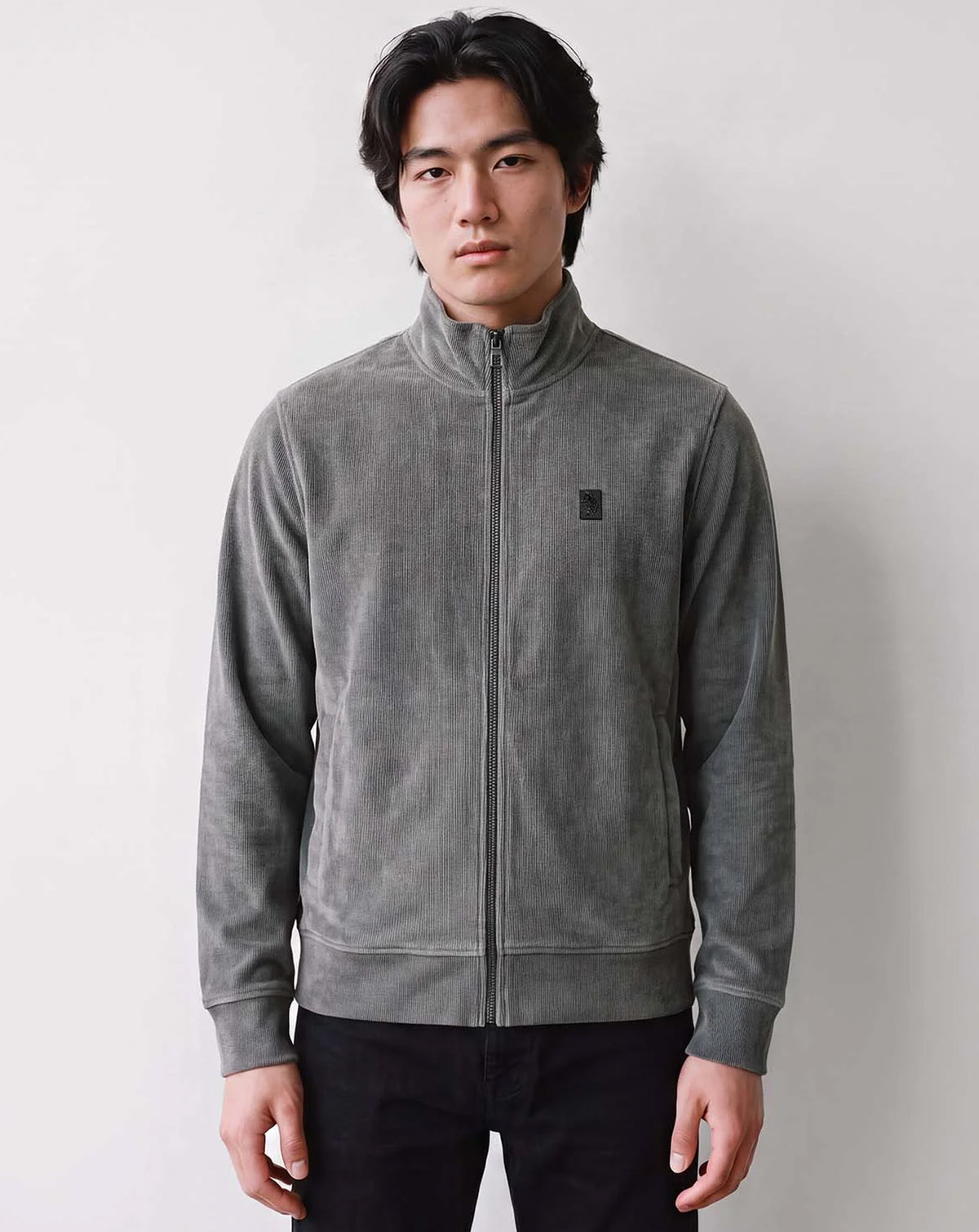 Luke 1977 Norwood Zip through Ribbed Jacket CONCRETE