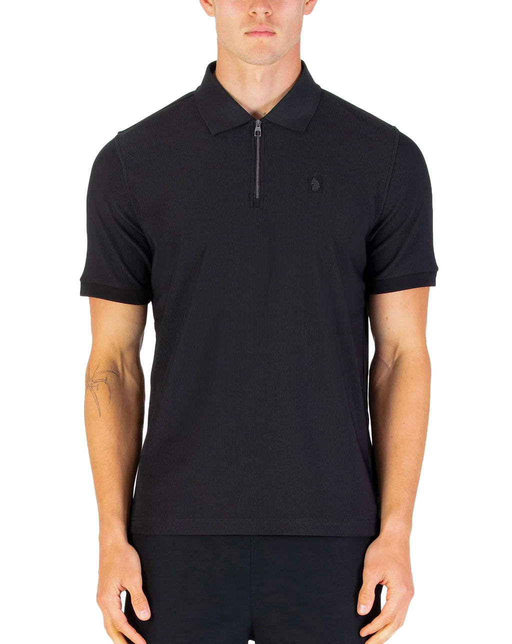 Luke 1977 Penrith Zip Neck Short Sleeve Polo Black