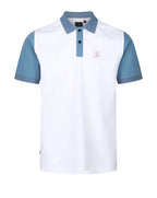 Luke Saddleworth Short Sleeve Polo Shirt White Blue
