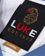 Luke Saddleworth Short Sleeve Polo Shirt White Blue