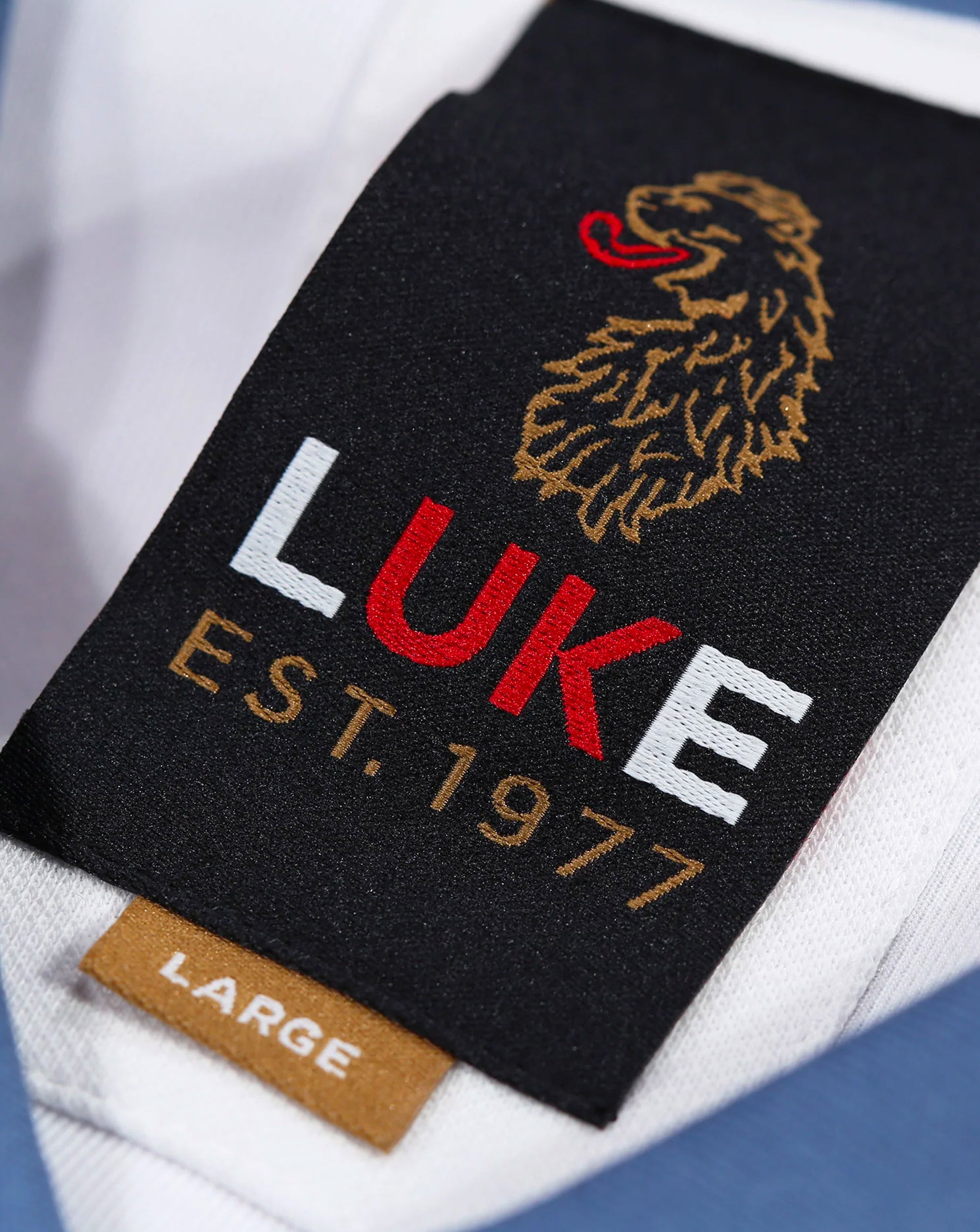 Luke Saddleworth Short Sleeve Polo Shirt White Blue