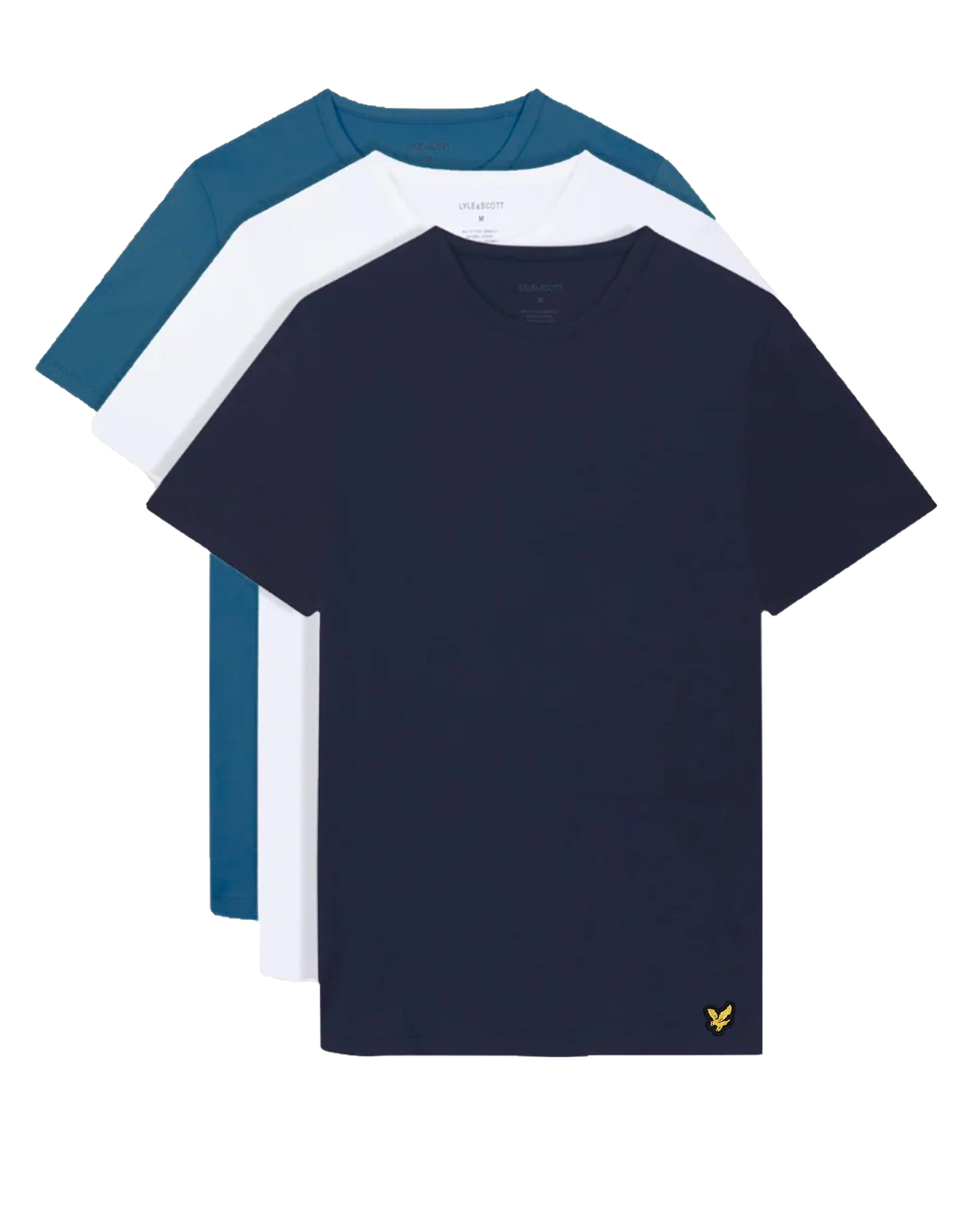Lyle & Scott Basic 3 Pack T Shirts White/bluestorm/navy