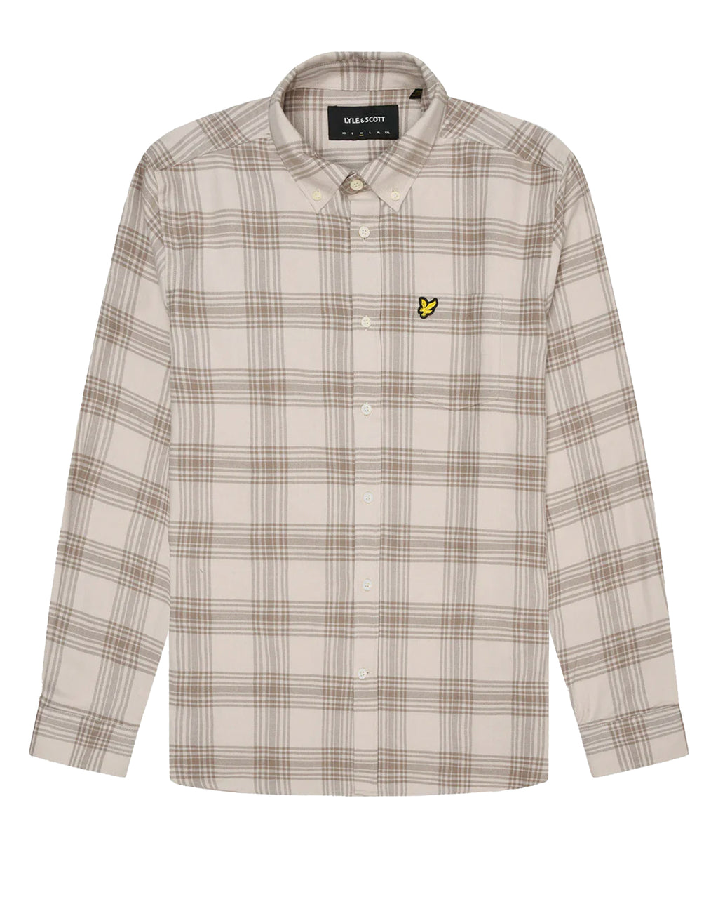 Lyle And Scott Tonal Check Flannel Shirt Light Mist/heritage Taupe
