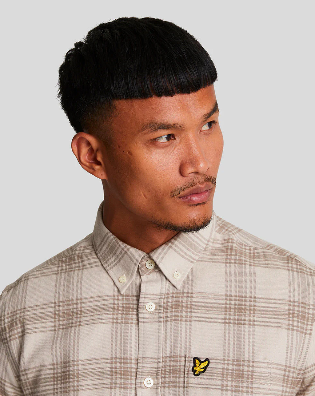 Lyle And Scott Tonal Check Flannel Shirt Light Mist/heritage Taupe