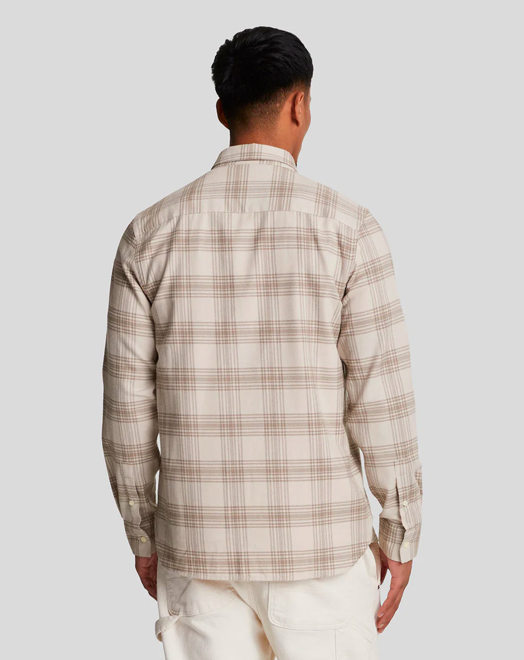 Lyle And Scott Tonal Check Flannel Shirt Light Mist/heritage Taupe
