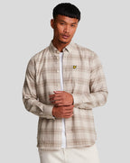 Lyle And Scott Tonal Check Flannel Shirt Light Mist/heritage Taupe
