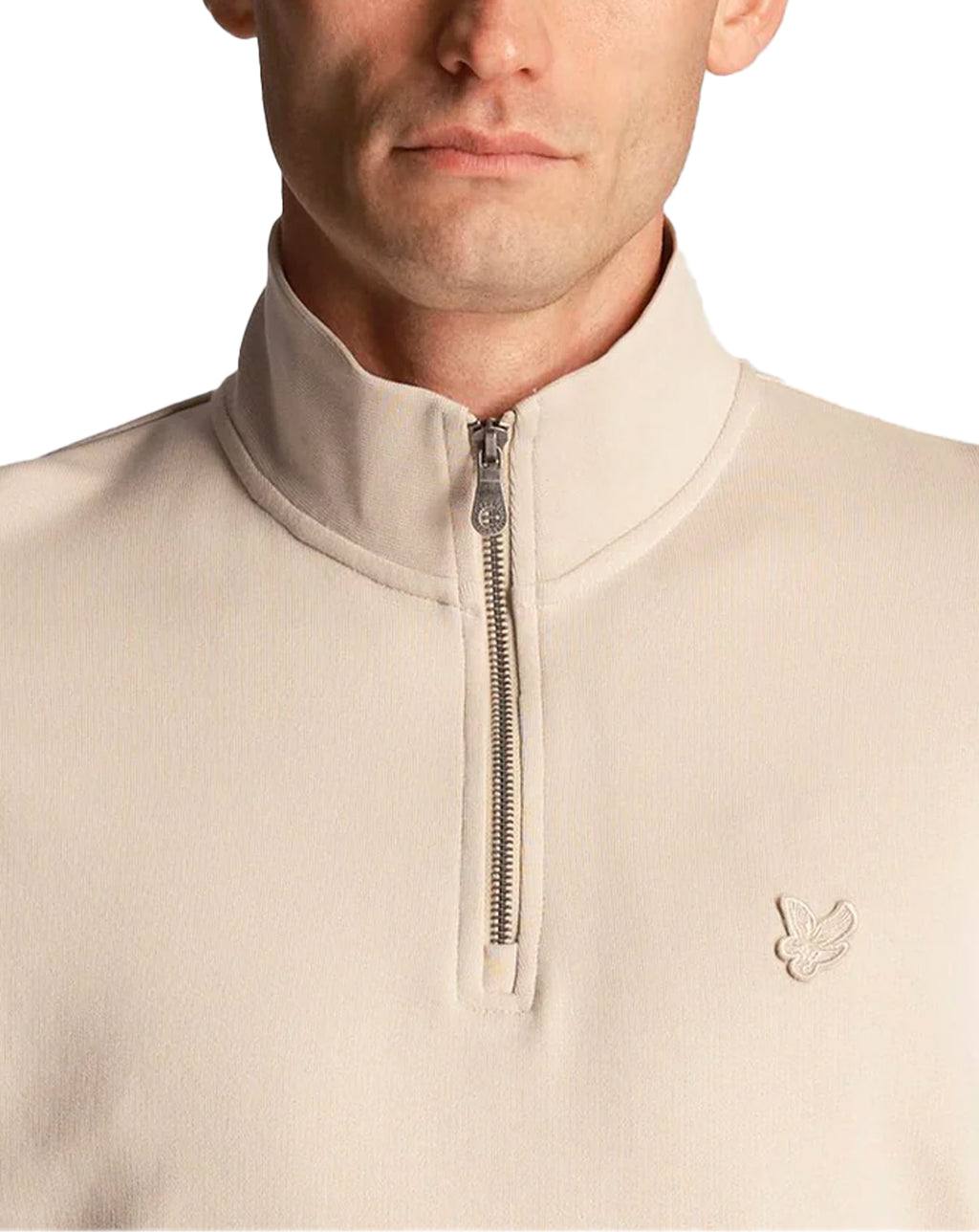 Lyle & Scott 1/4 zip tonal eagle sweatshirt COVE