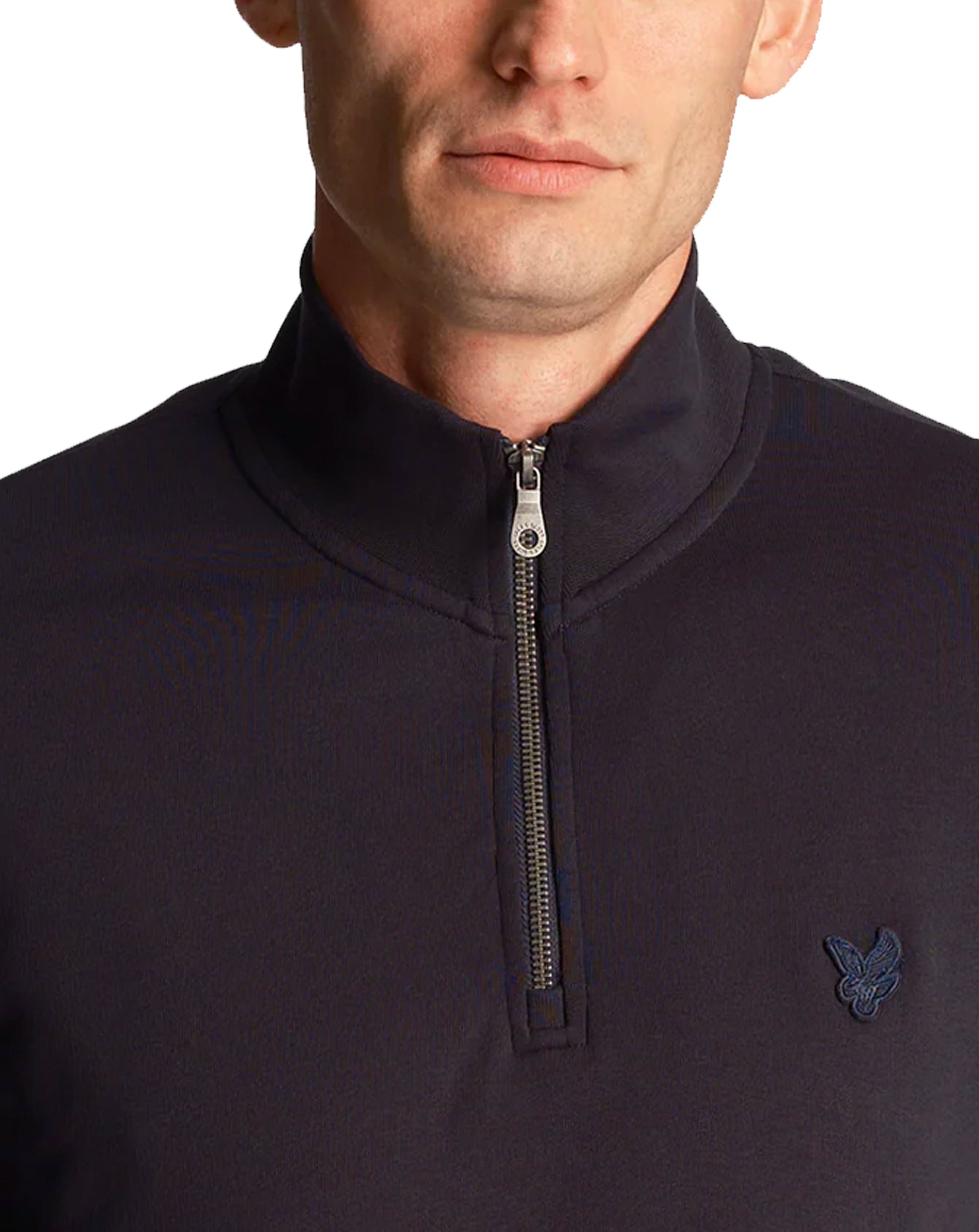 Lyle & Scott 1/4 Zip Tonal Eagle Sweatshirt Dark Navy