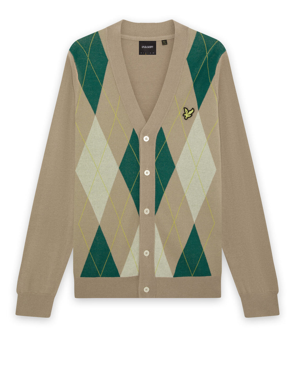 Lyle & Scott Archive Argyle Knitted Classic Cardigan Camel/Taupe