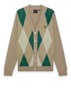 Lyle & Scott Archive Argyle Knitted Classic Cardigan Camel/Taupe