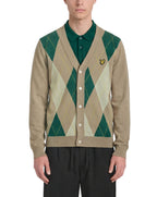 Lyle & Scott Archive Argyle Knitted Classic Cardigan Camel/Taupe