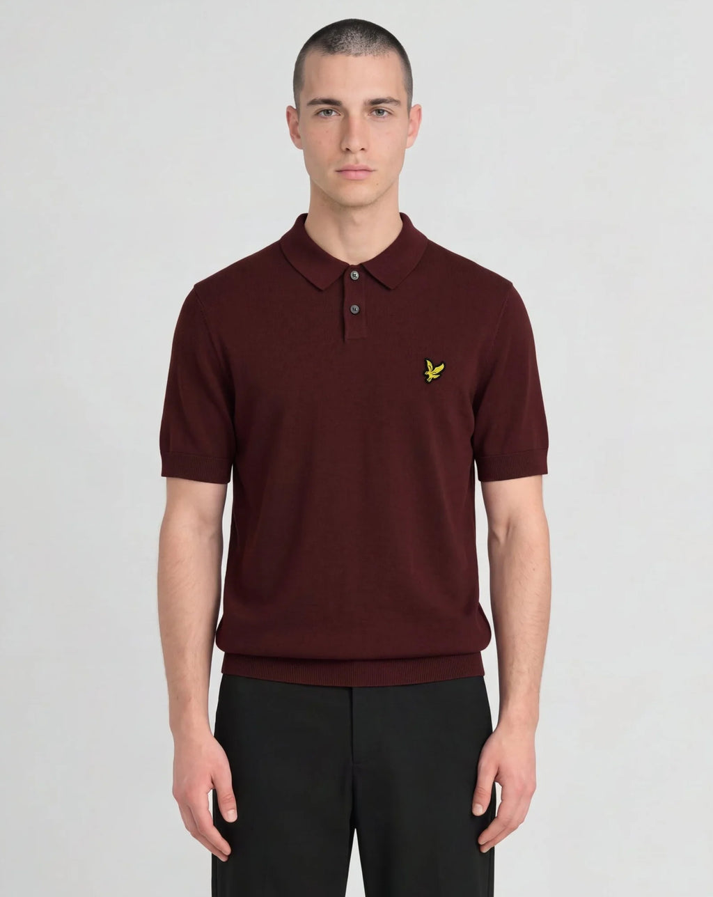 Lyle & Scott Archive Knitted Polo CLARET JUG