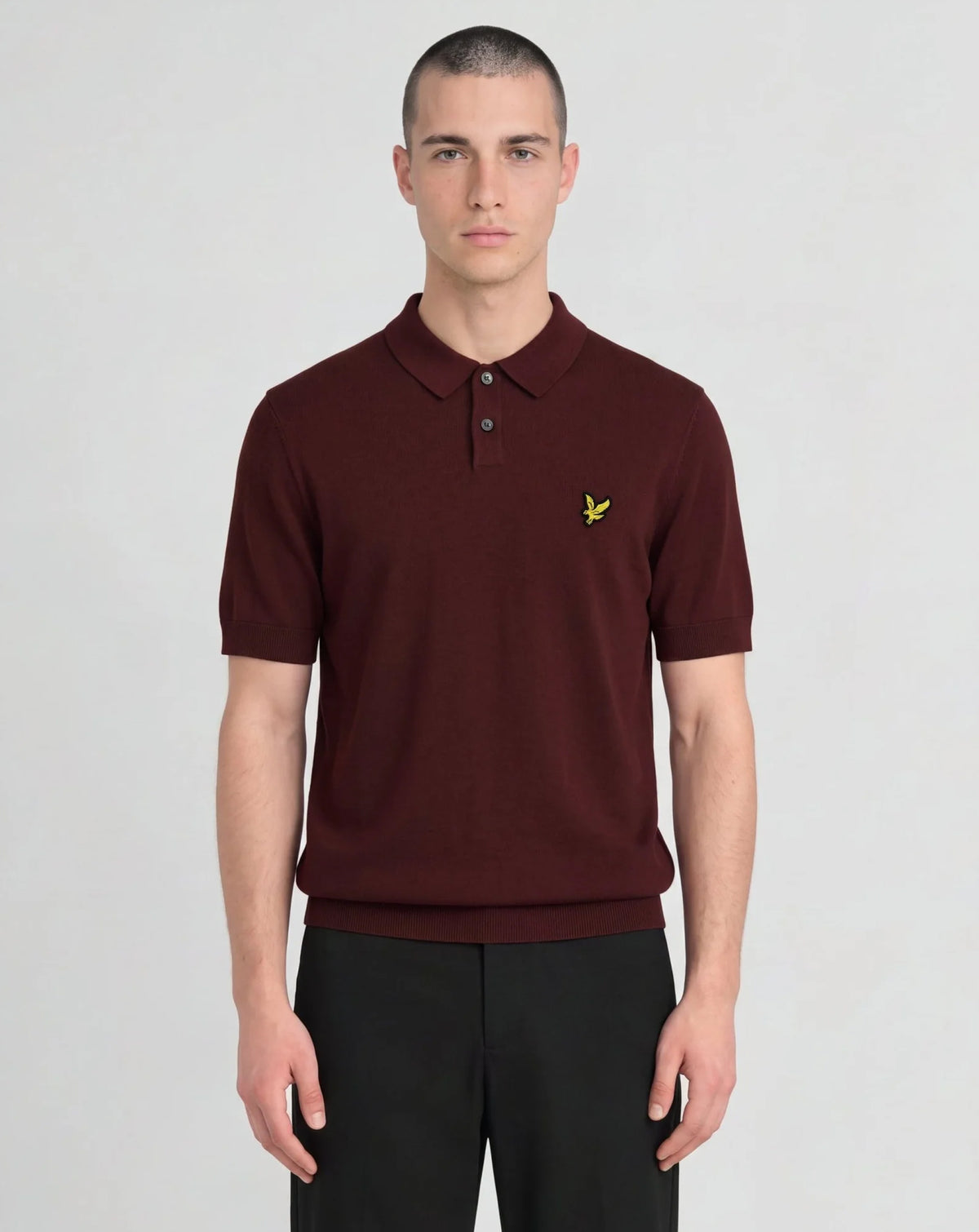 Lyle & Scott Archive Knitted Polo CLARET JUG
