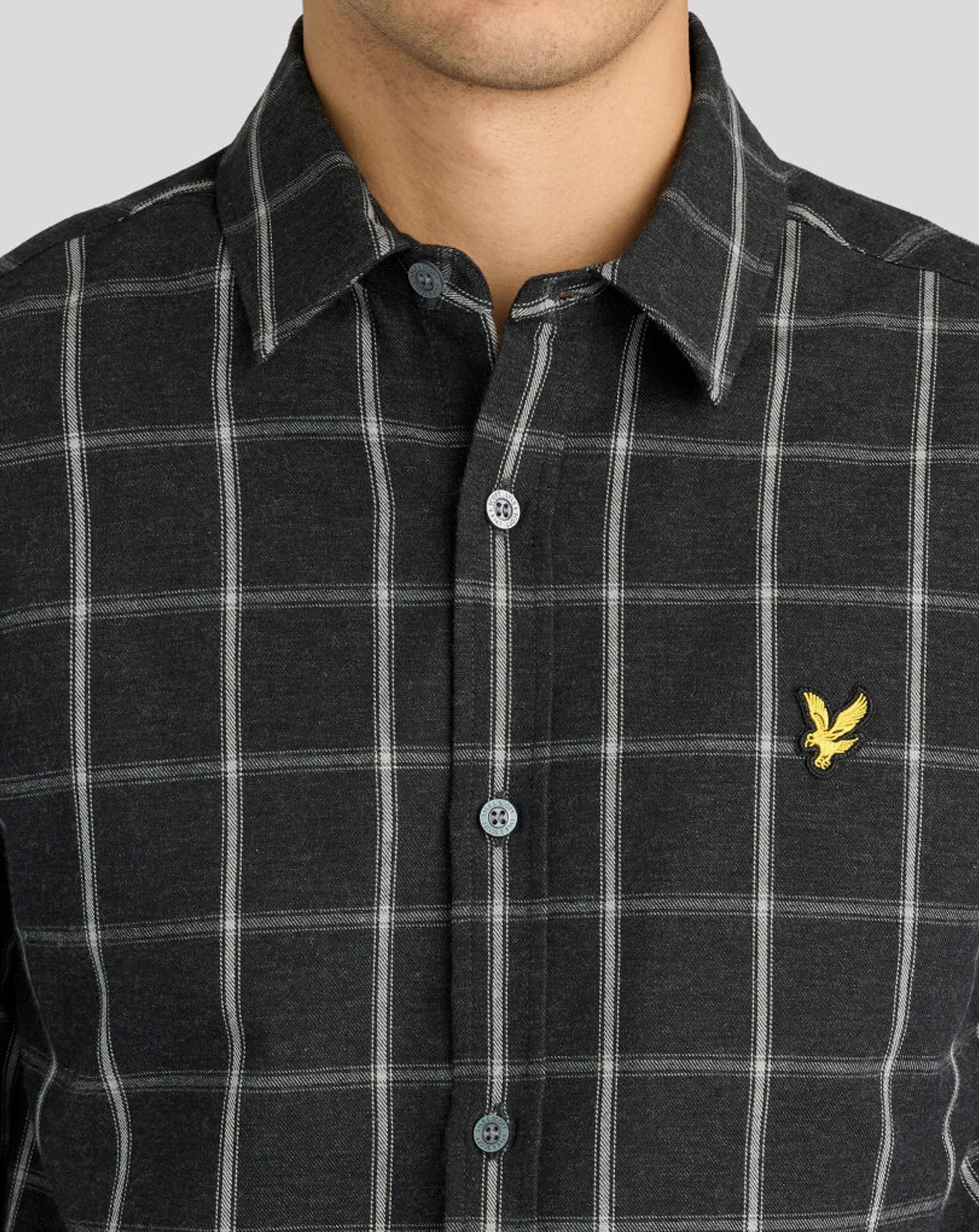 Lyle & Scott Broad Windowpane Check Shirt JET BLACK