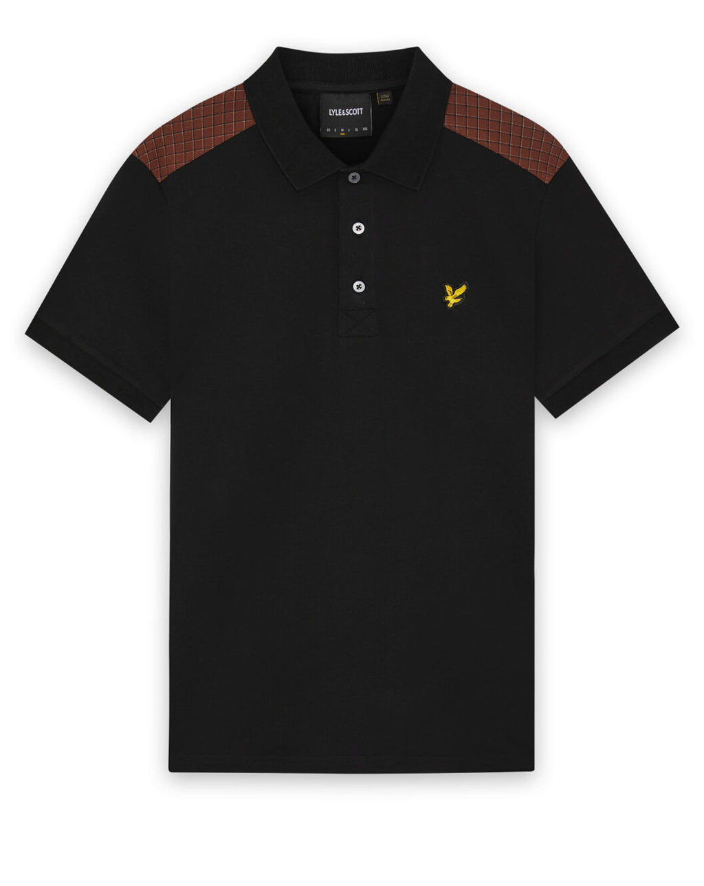Lyle & Scott Check Panelled Polo Shirt JET BLACK