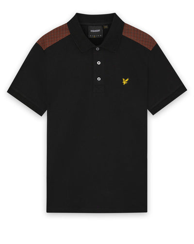 Lyle & Scott Check Panelled Polo Shirt JET BLACK