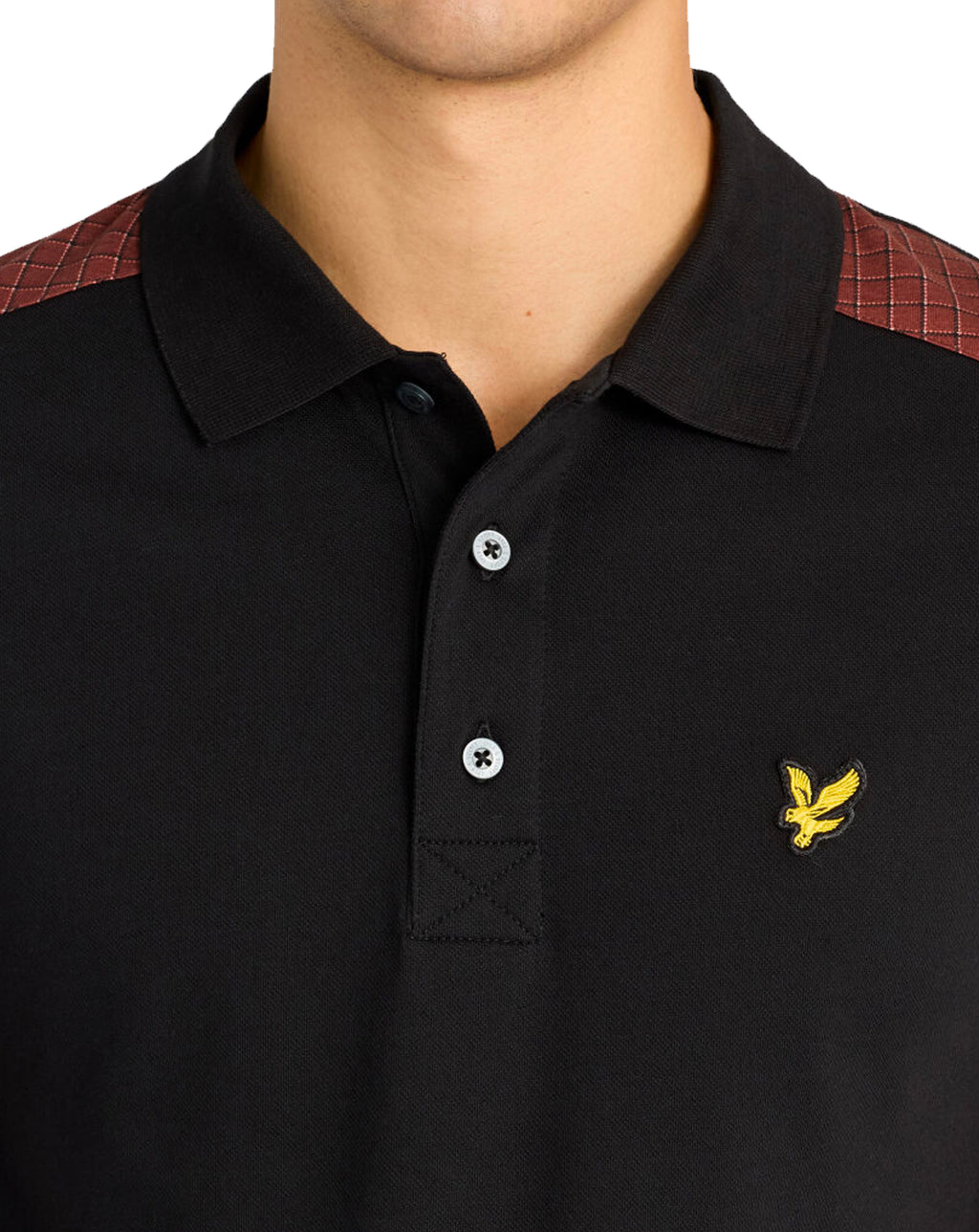 Lyle & Scott Check Panelled Polo Shirt JET BLACK