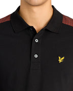 Lyle & Scott Check Panelled Polo Shirt JET BLACK