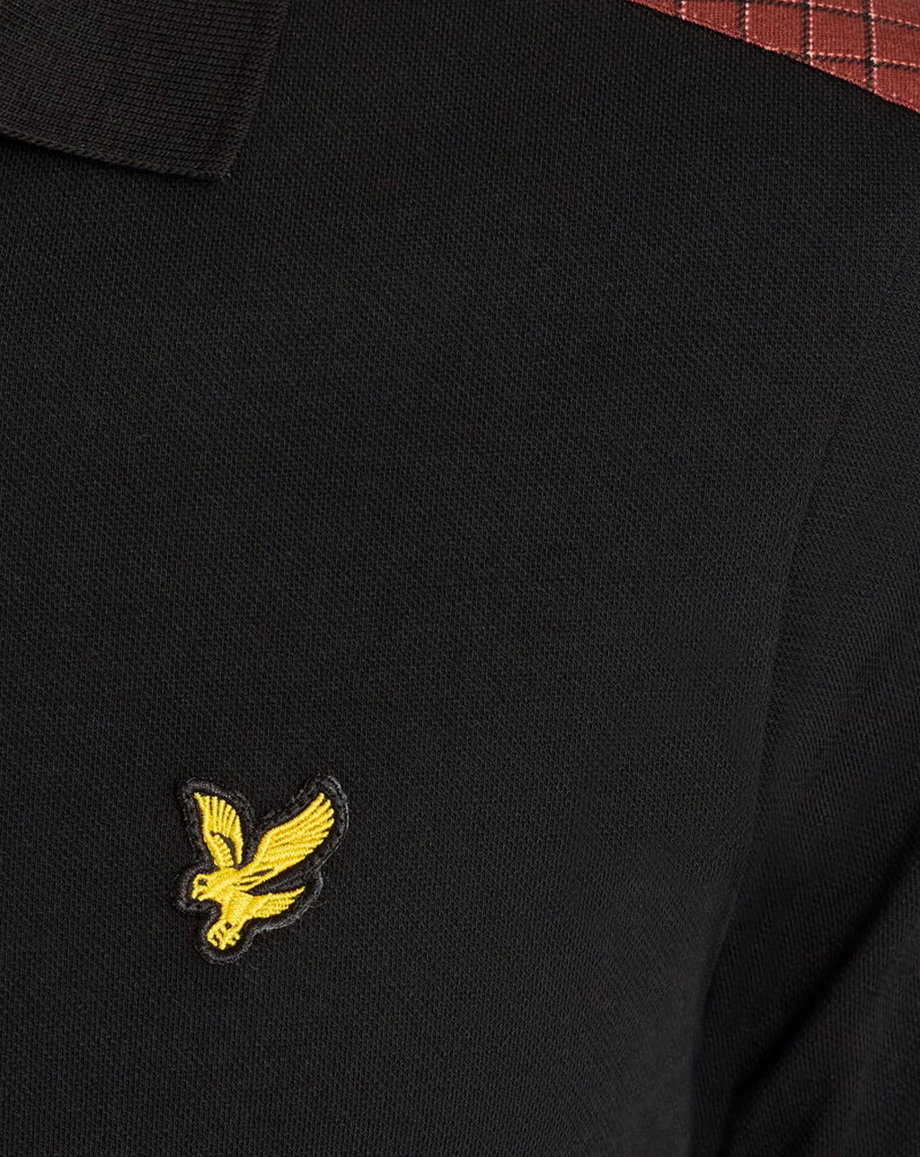 Lyle & Scott Check Panelled Polo Shirt JET BLACK