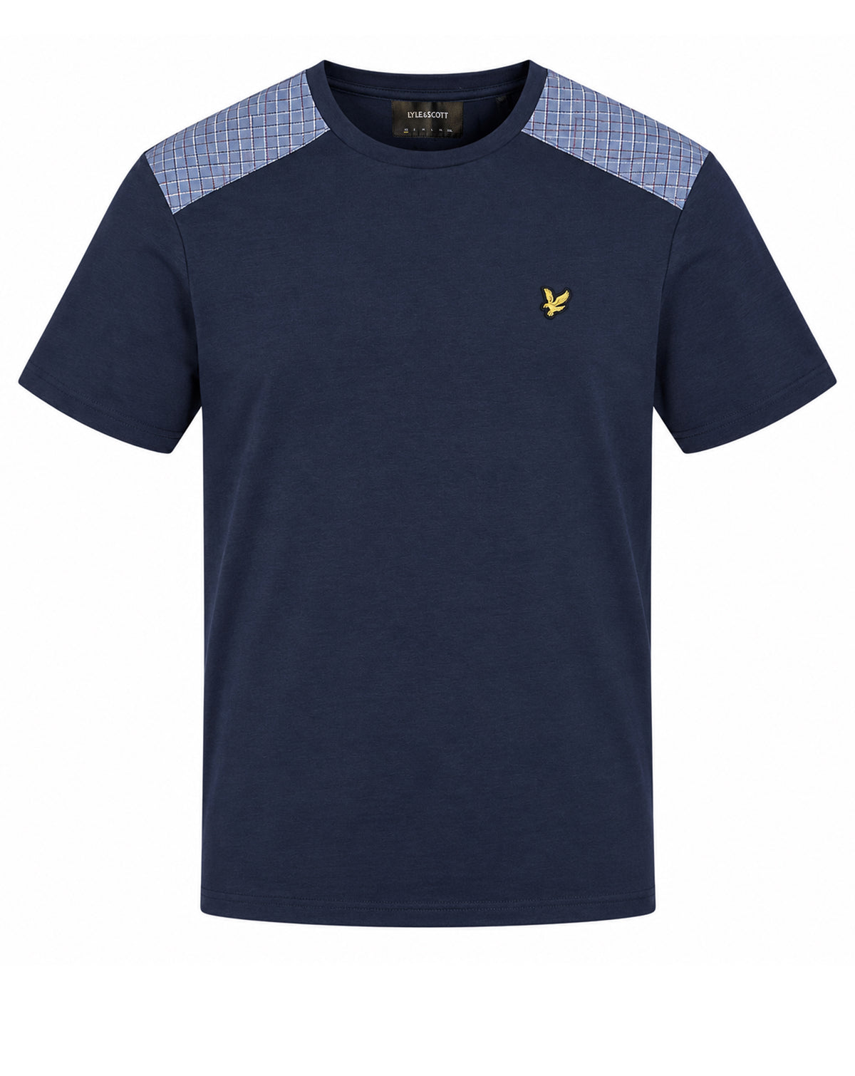 Lyle & Scott Check Panelled T-Shirt DARK NAVY