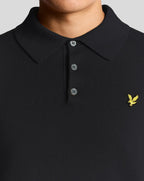 Lyle & Scott Cotton Merino LS Knitted Polo Sweater JET BLACK