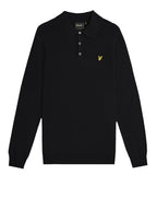 Lyle & Scott Cotton Merino LS Knitted Polo Sweater JET BLACK