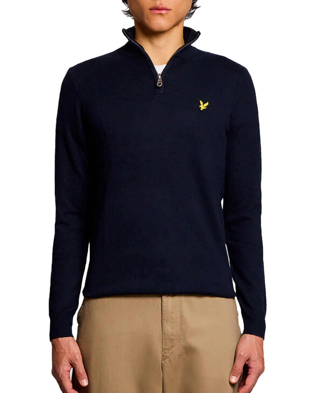 Lyle & Scott Cotton Merino Quarter Zip Jumper DARK NAVY